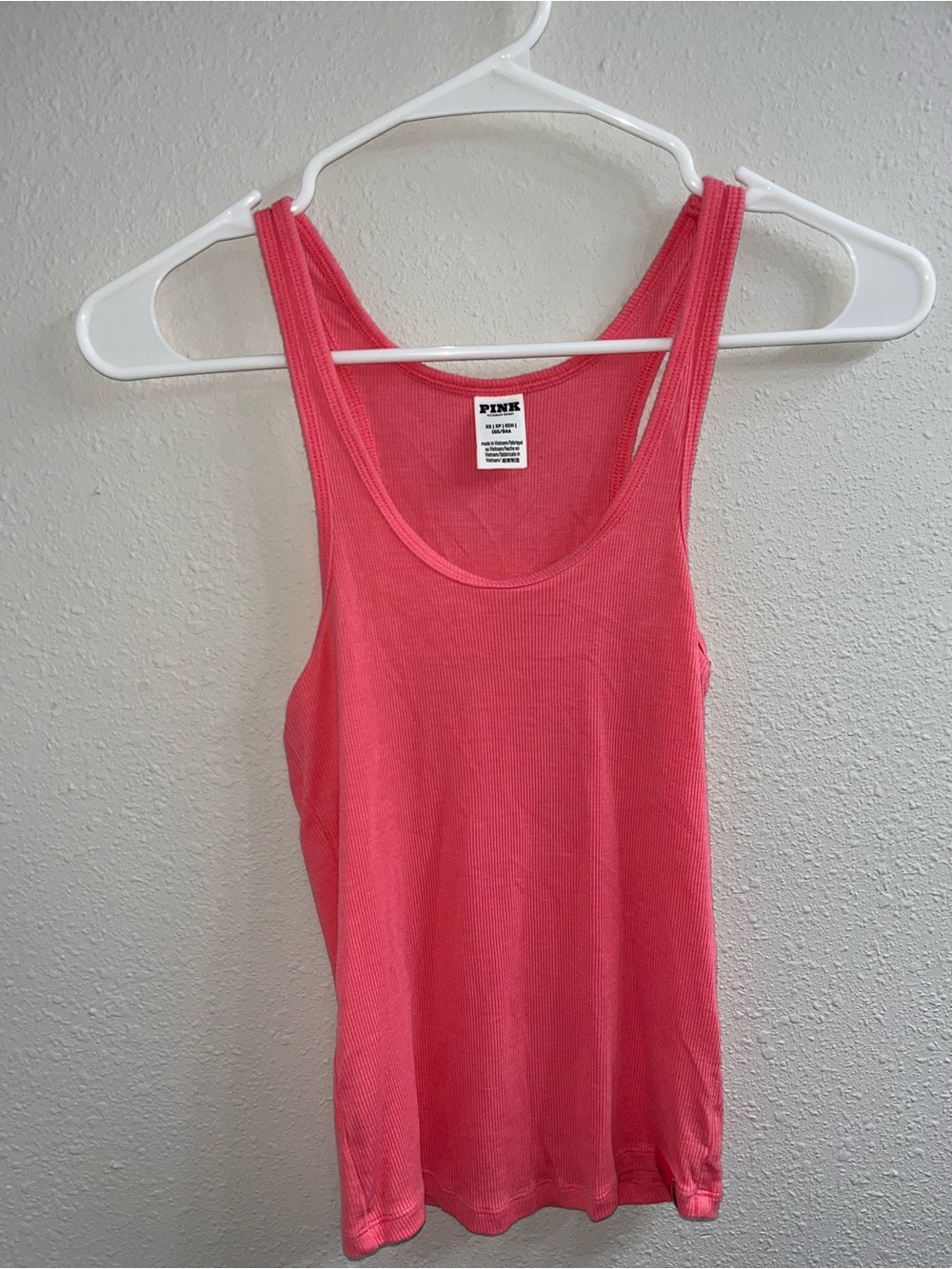 PINK Victoria's Secret Coral-Pink Ribbed Racerback Tank